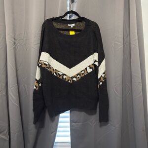 White Birch Chevron Knit Black and White Sweater
